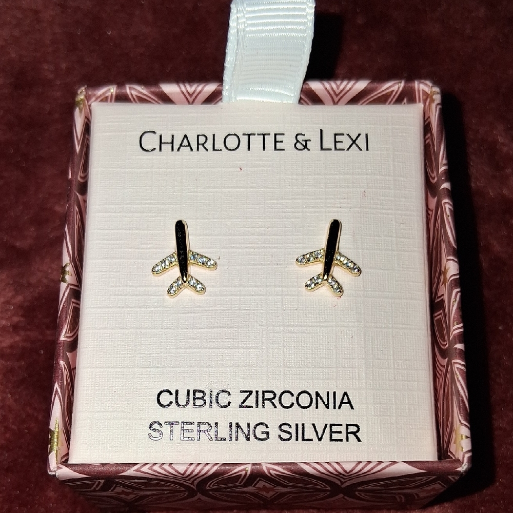 Charlotte & Lexi Sterling Silver Airplane Earrings